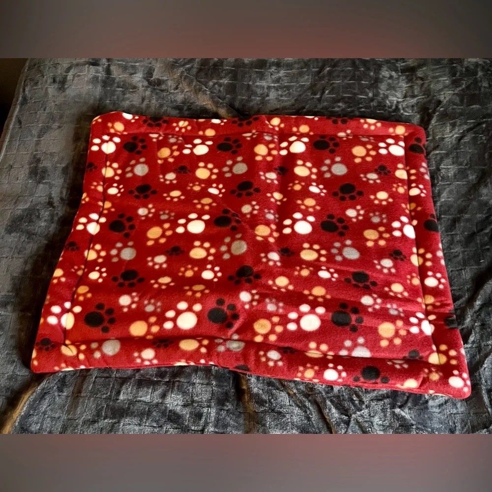 New Multi colored paws, plush, fleece dog bed.